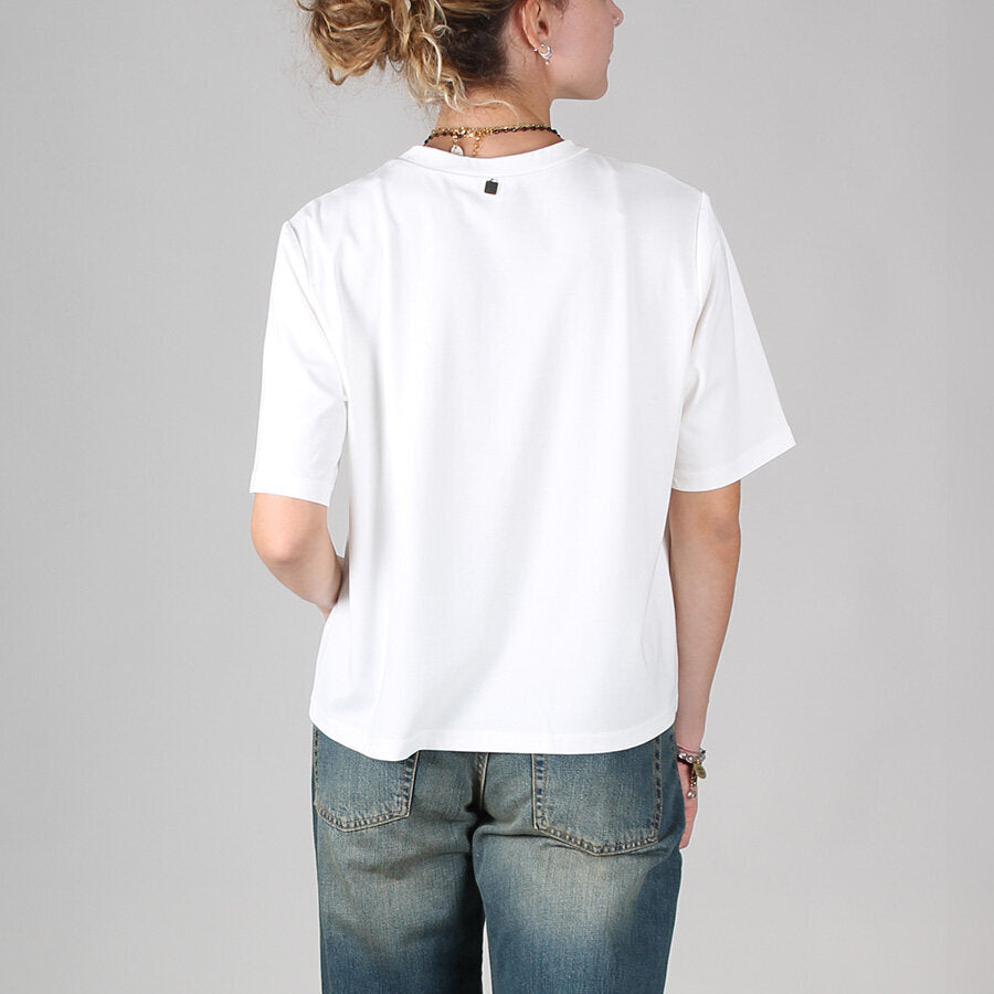 T-shirt a girocollo in viscosa