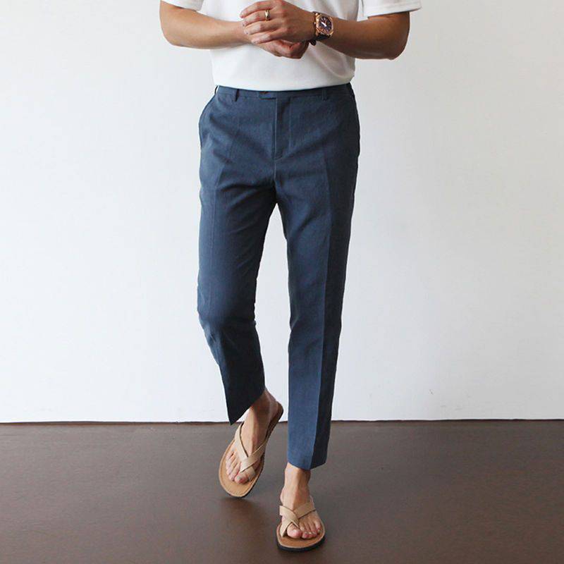 Elegante Pantalone Uomo Gamba Dritta Tasche Laterali