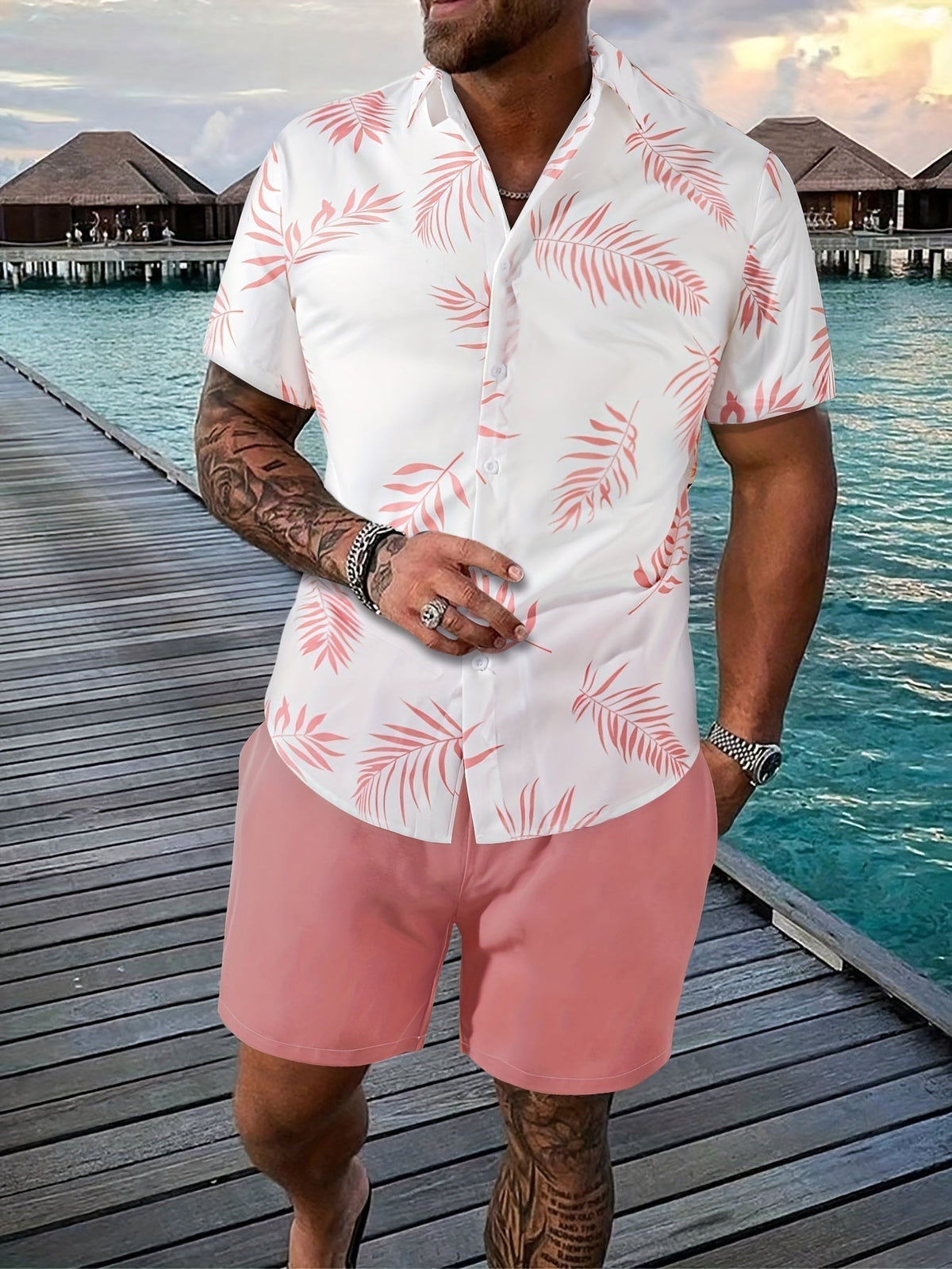 Ensemble estival pour homme, chemise et short