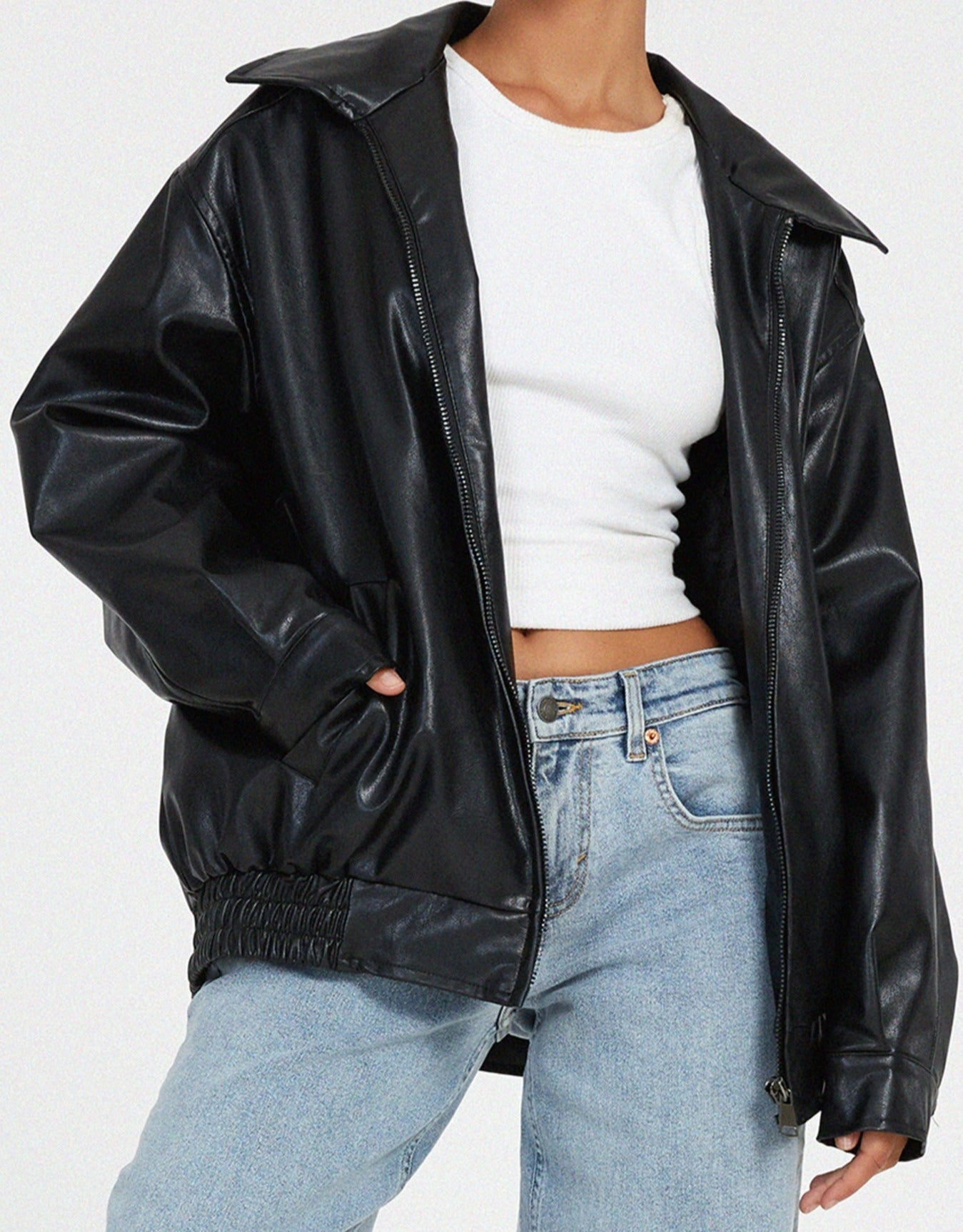 Giacca oversize da donna effetto pelle