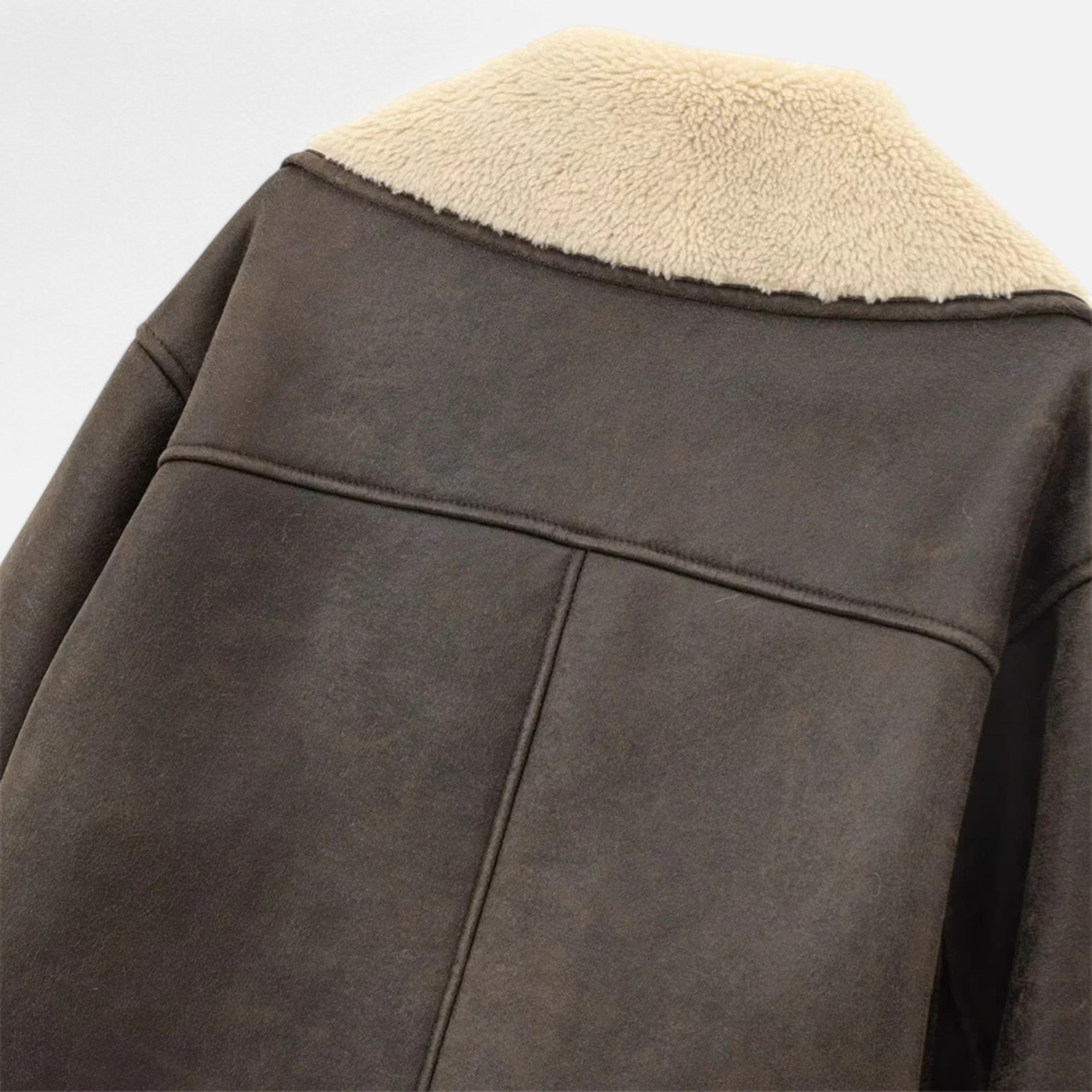 Giacca Donna Effetto Pelle con Colletto in Shearling e Tasche
