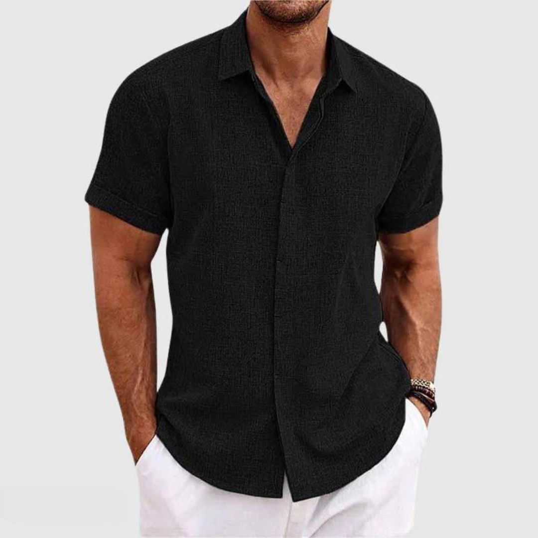Camicia Casual da Uomo a Maniche Corte in Lino e Cotone