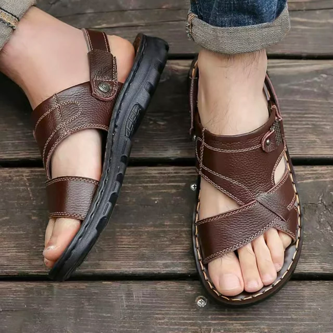 Sandali ortopedici in pelle da uomo