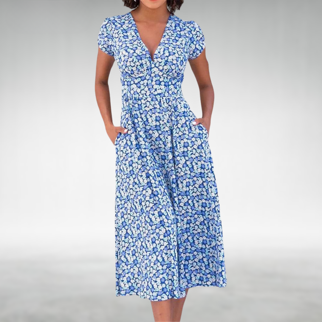 Vestito estivo da donna con scollo a V, stile versatile e senza sforzo