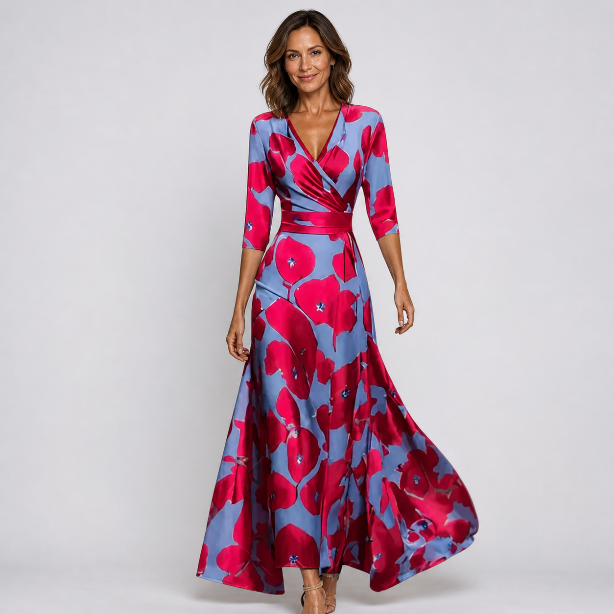 Elegant blomstret kjole
