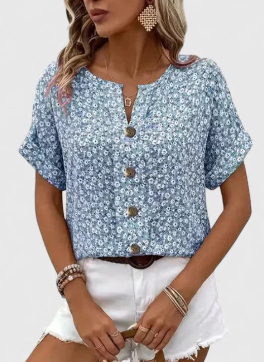Blusa estiva floreale in cotone per ogni occasione