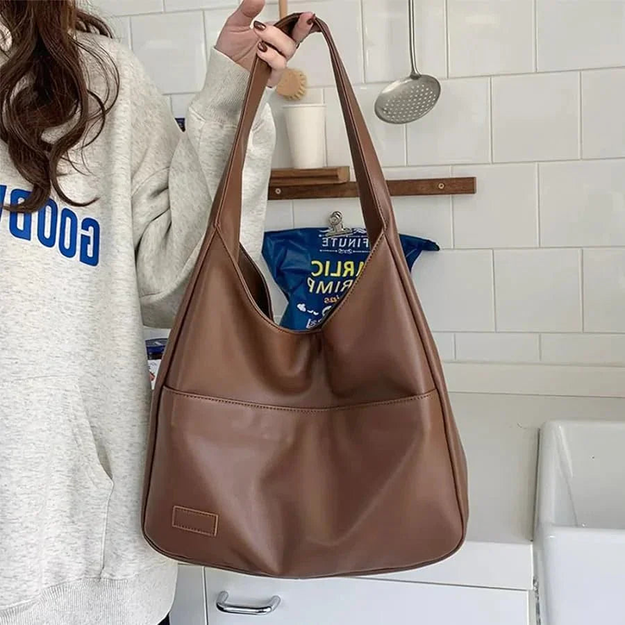 Dámská prostorná kabelka přes rameno z umělé kůže, hobo bag, casual elegantní