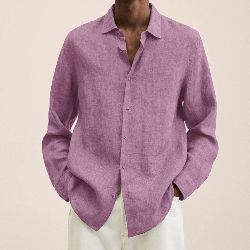 Camisa de lino de manga larga para hombre