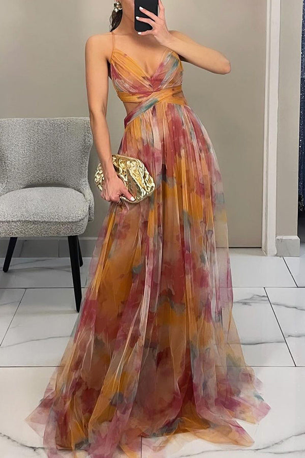 Vestito lungo da donna con stampa floreale