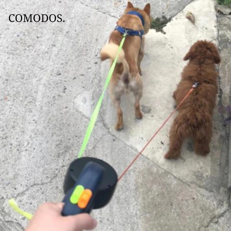 Guinzaglio Retrattile Doppio per Cani con Sistema Anti-Groviglio a 360°