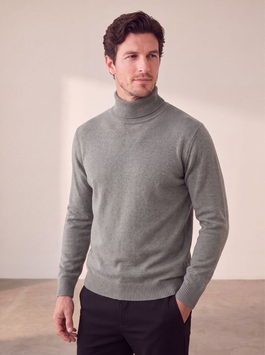 Maglione a Collo Alto da Uomo con Maniche Lunghe