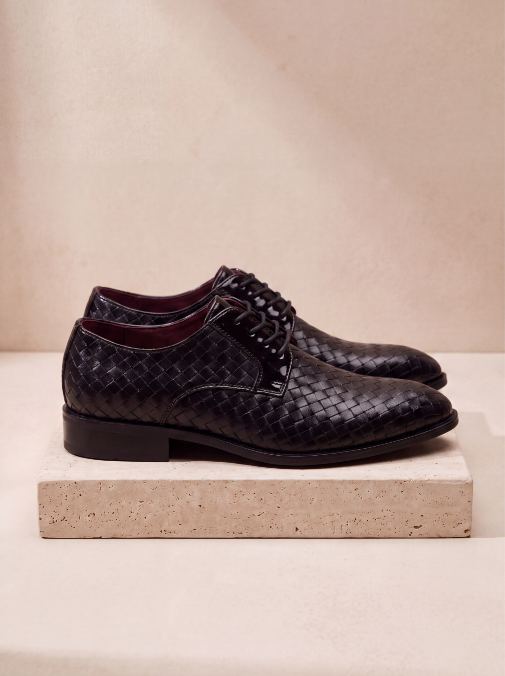 Scarpe Oxford Uomo con Texture Intrecciata e Lacci