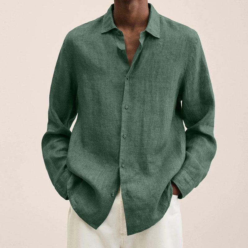 Camisa de lino de manga larga para hombre