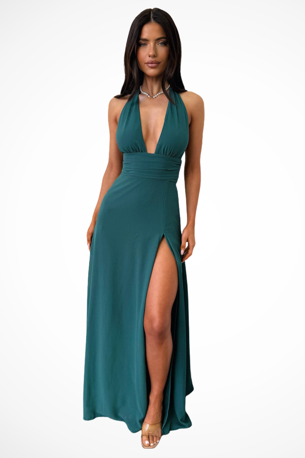 Kaelira | Maxi Abito da Donna con Scollo all'Americana e Spacco Laterale