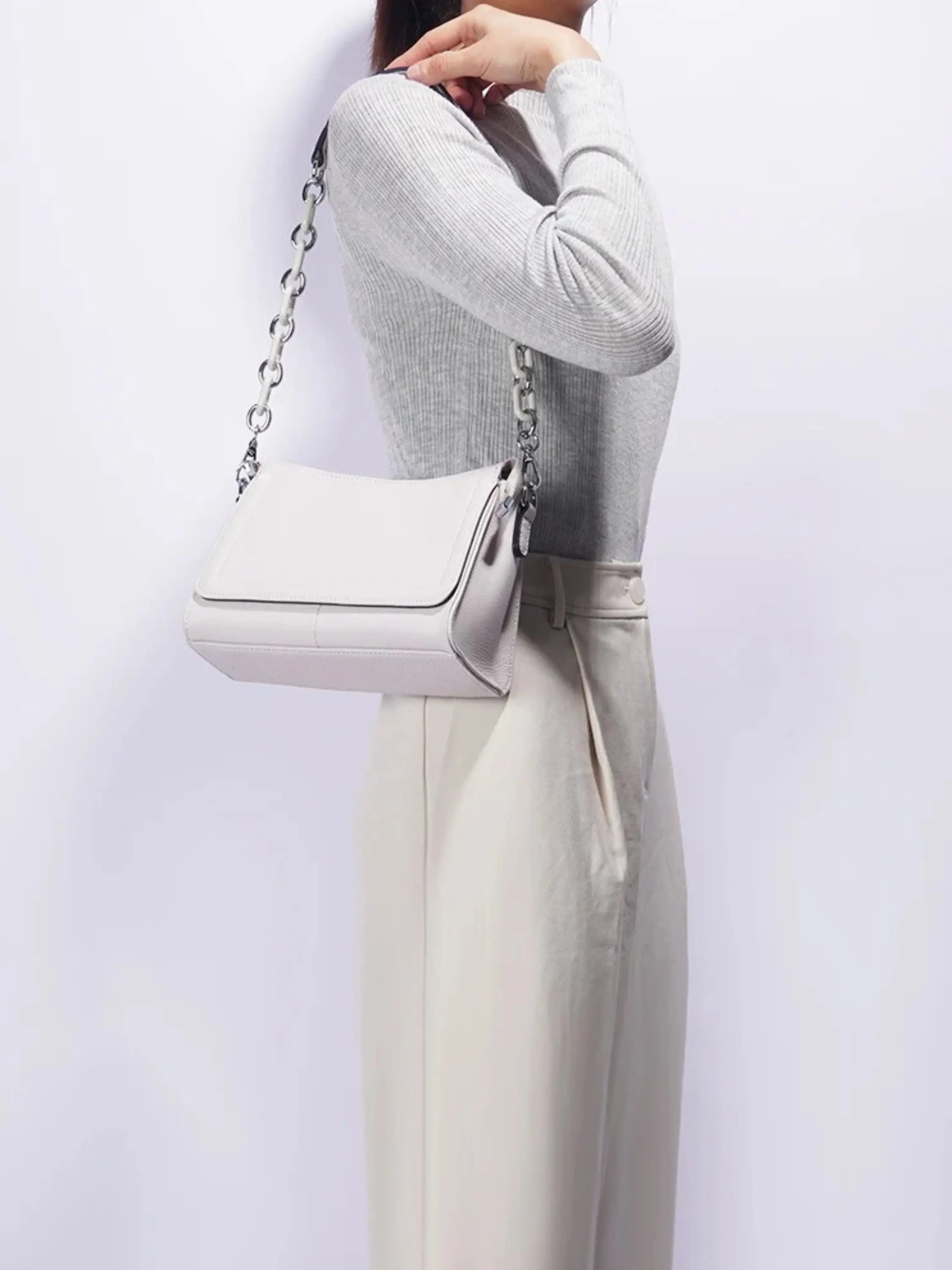 Ada | Borsa a tracolla in pelle bianca elegante