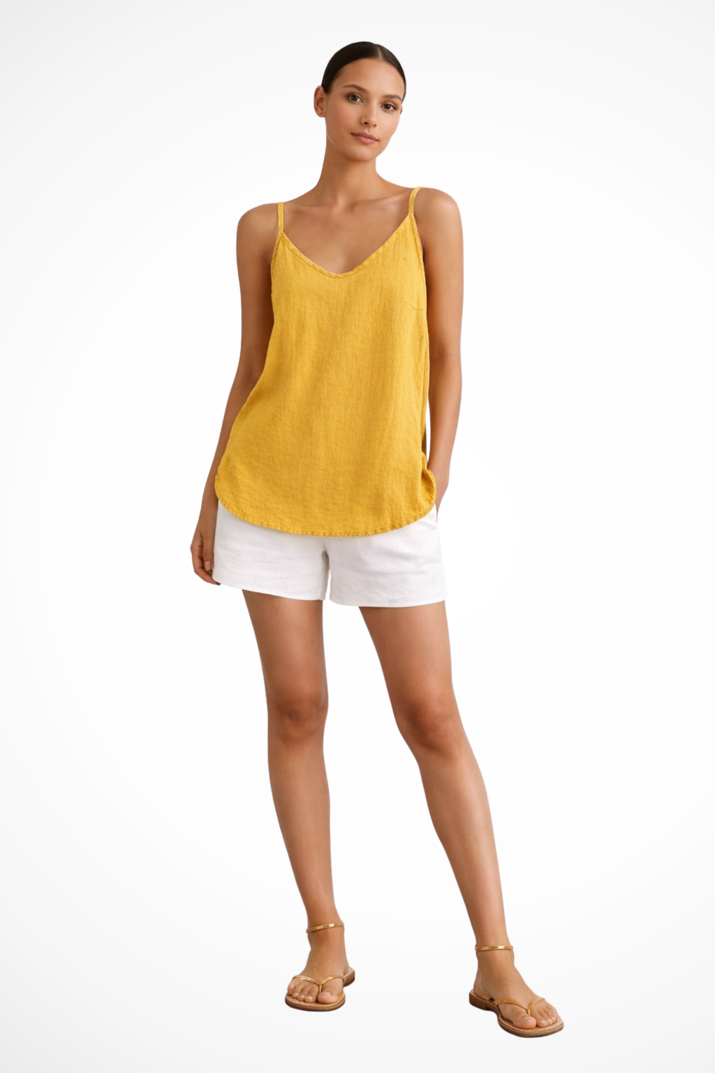 Nerina | Women's Linen Spring Top with Spaghetti Straps
