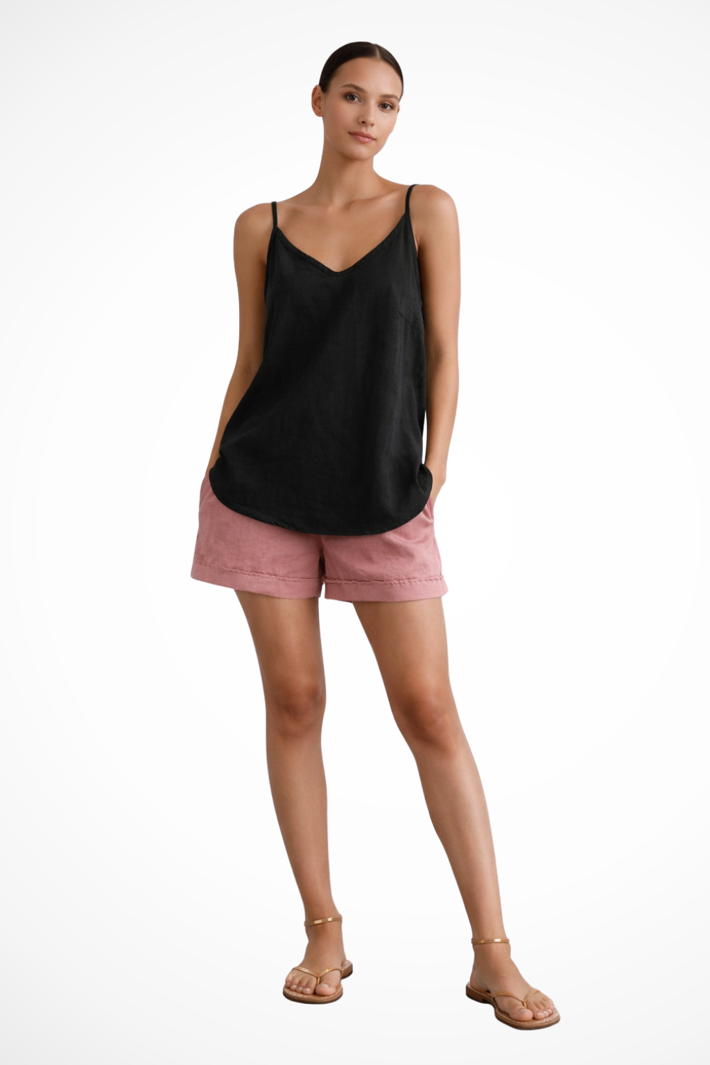 Nerina | Women's Linen Spring Top with Spaghetti Straps