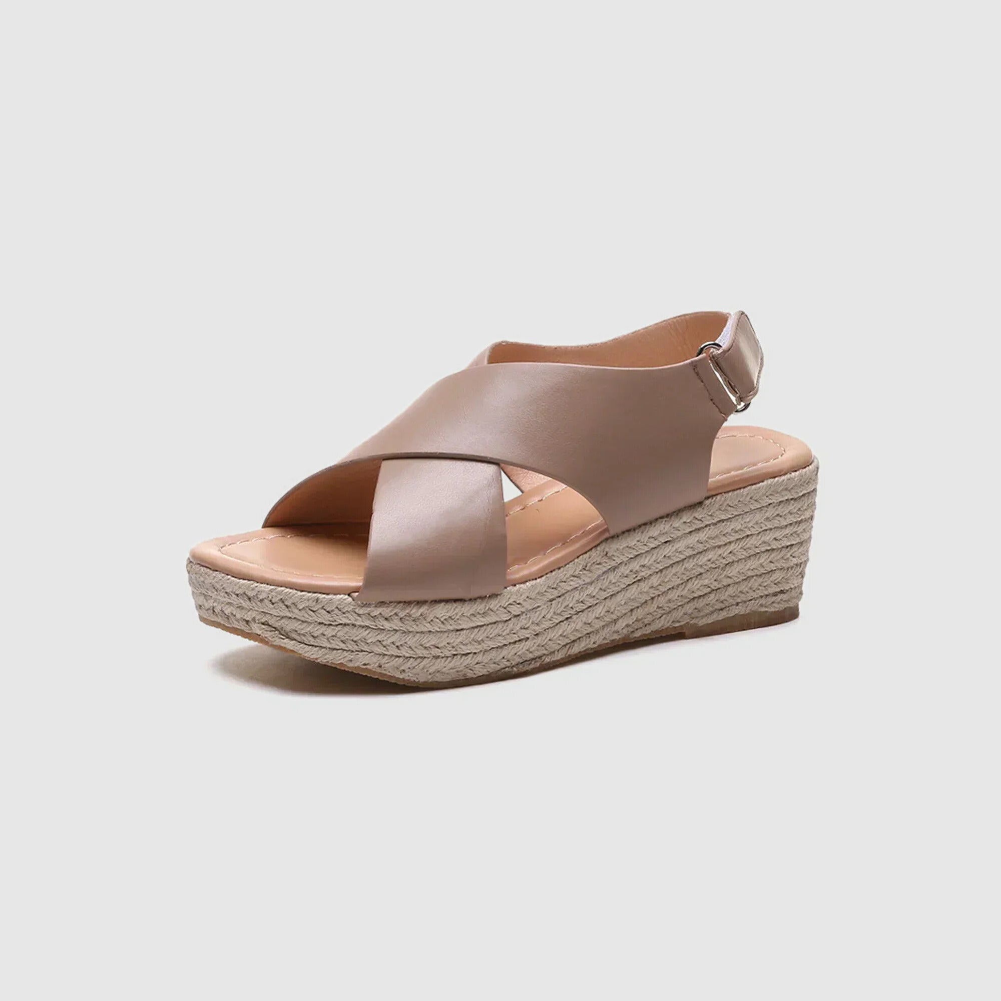 Sandali Platform Donna con Zeppa in Corda e Fasce Incrociate