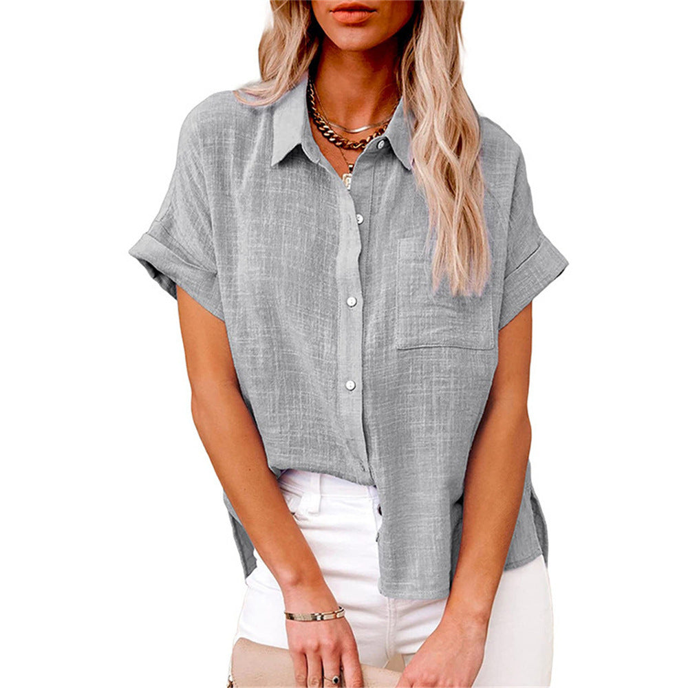 Camicia donna a maniche corte vestibilità morbida