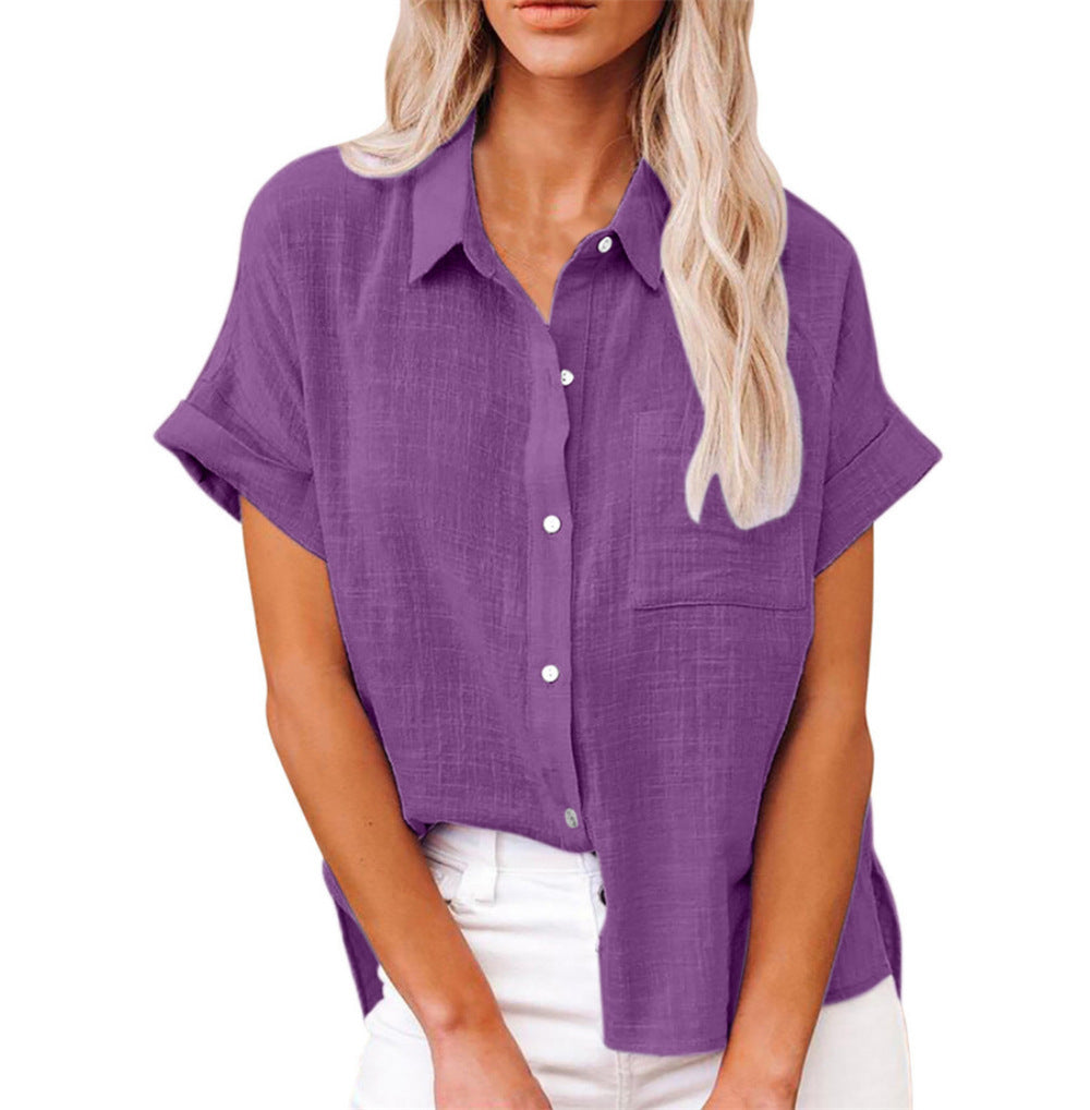 Camicia donna a maniche corte vestibilità morbida
