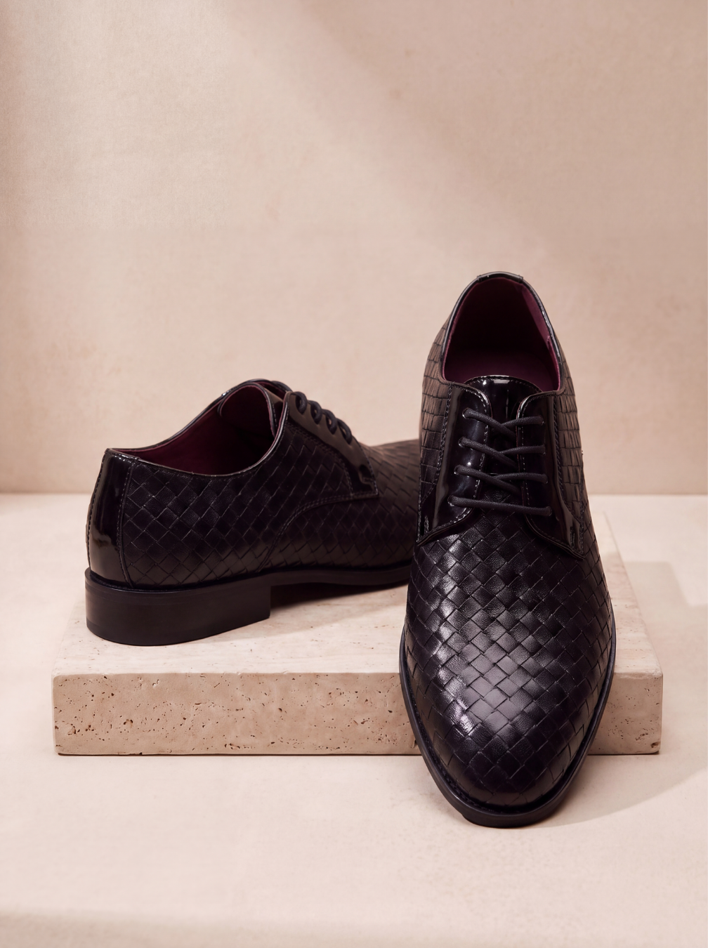 Scarpe Oxford Uomo con Texture Intrecciata e Lacci