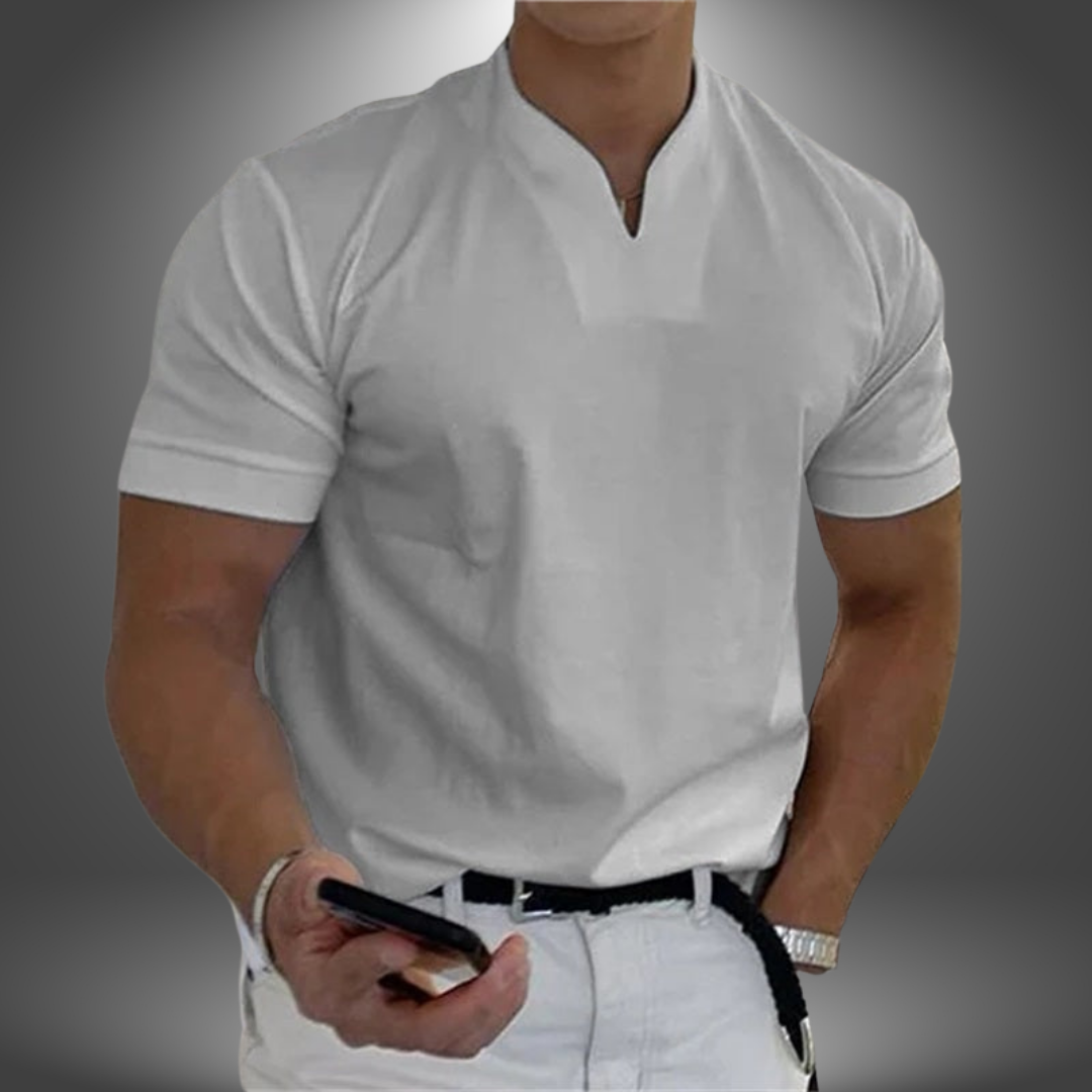 Pánské casual polo s krátkým rukávem a límečkem Henley