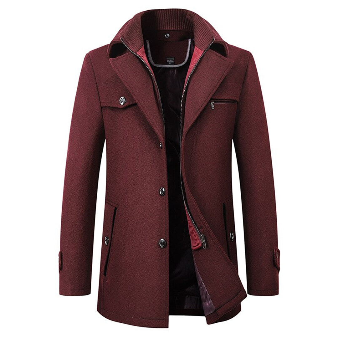 Manteau long pour homme coupe slim à col montant | Pardessus d’hiver élégant et chaud