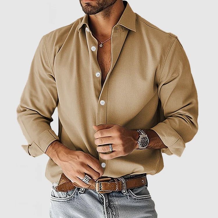 Camicia Casual da Uomo a Maniche Lunghe con Colletto Classico