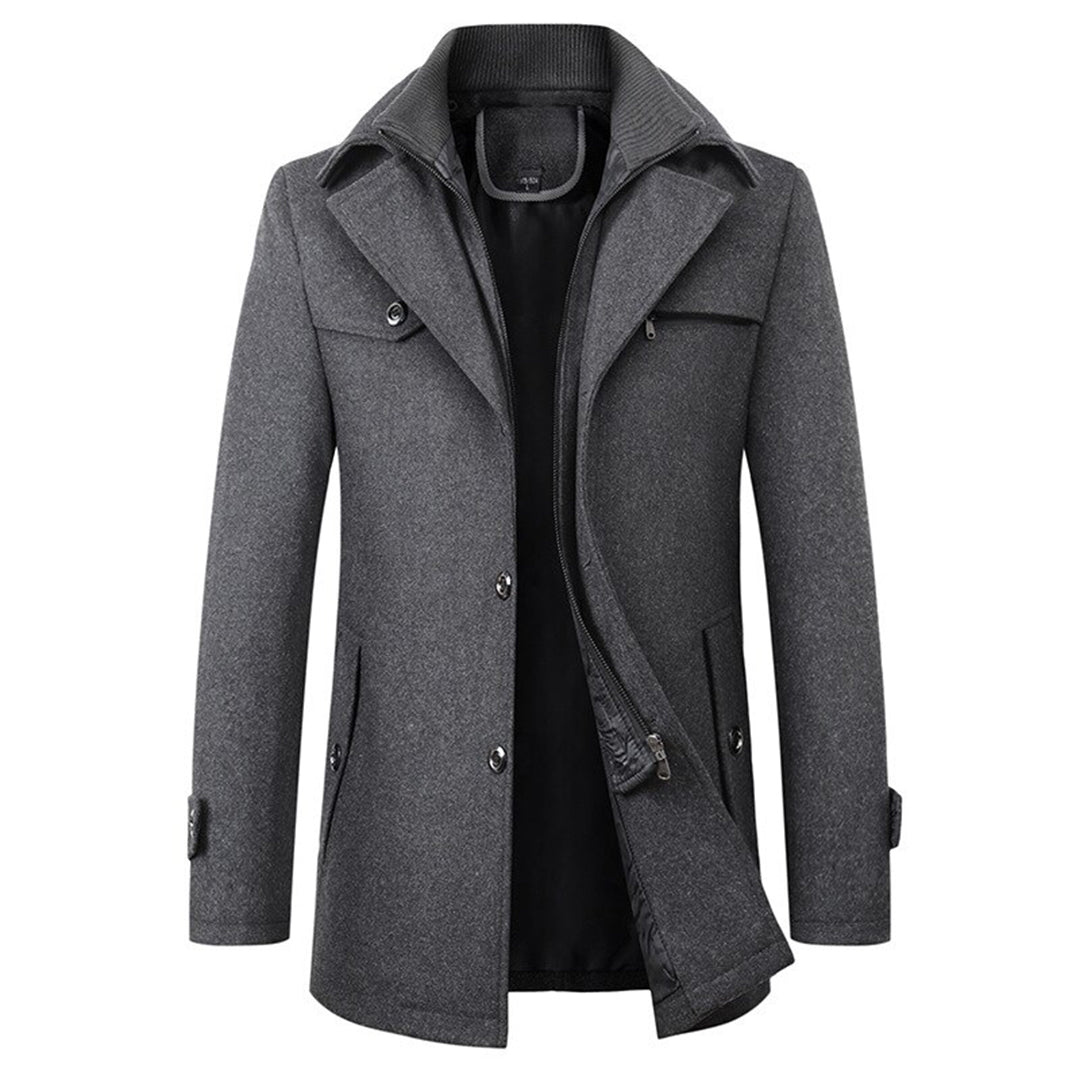 Manteau long pour homme coupe slim à col montant | Pardessus d’hiver élégant et chaud