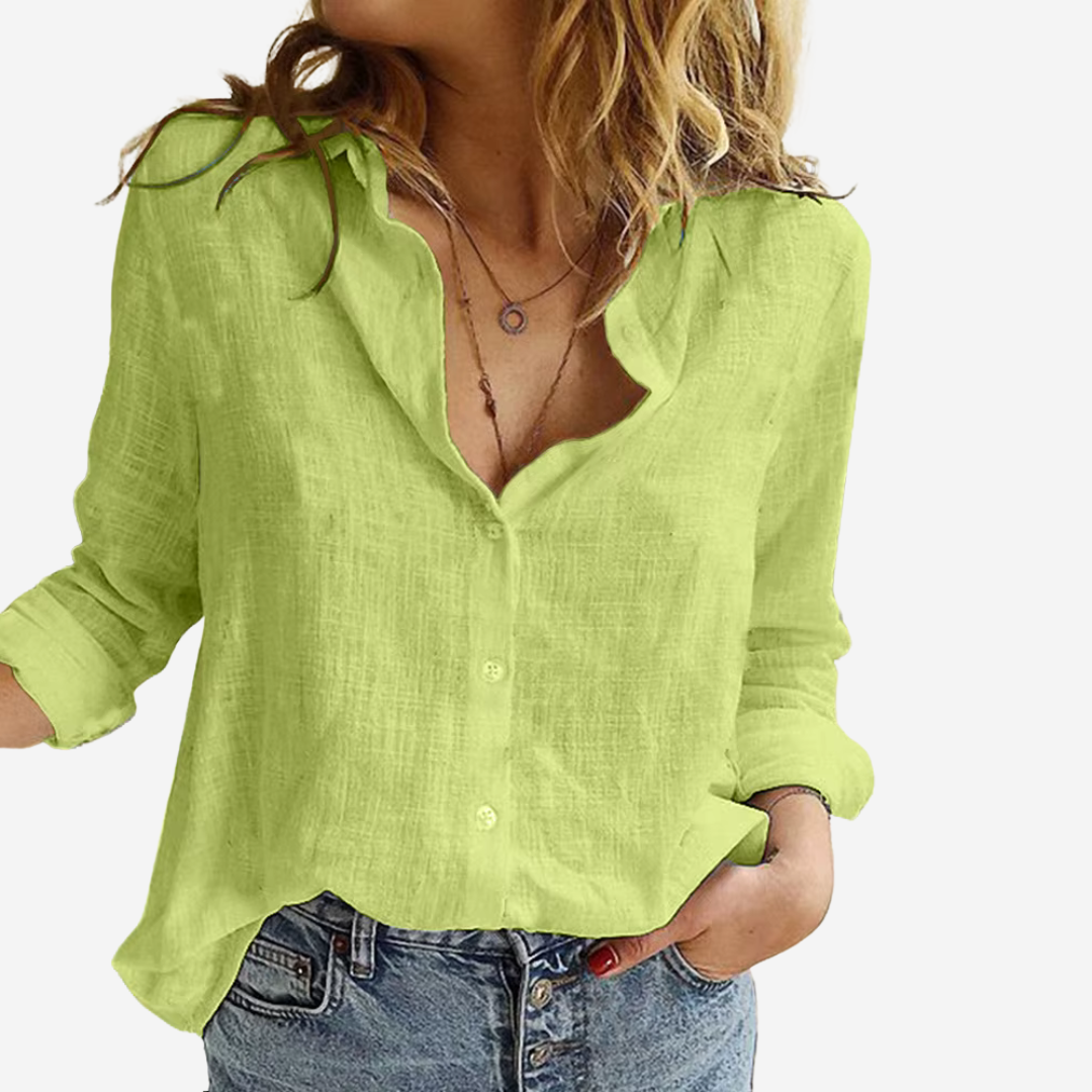 Camicia donna effetto lino a maniche lunghe