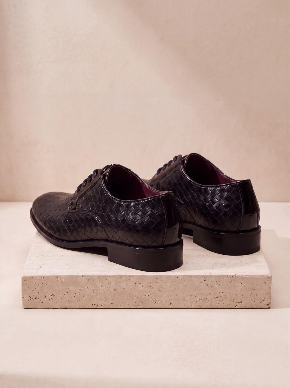 Scarpe Oxford Uomo con Texture Intrecciata e Lacci