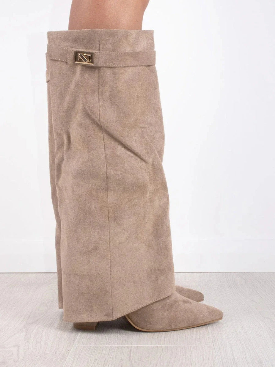 Evy | Stivali da Donna Eleganti in Camoscio Pregiato con Dettagli Dorati