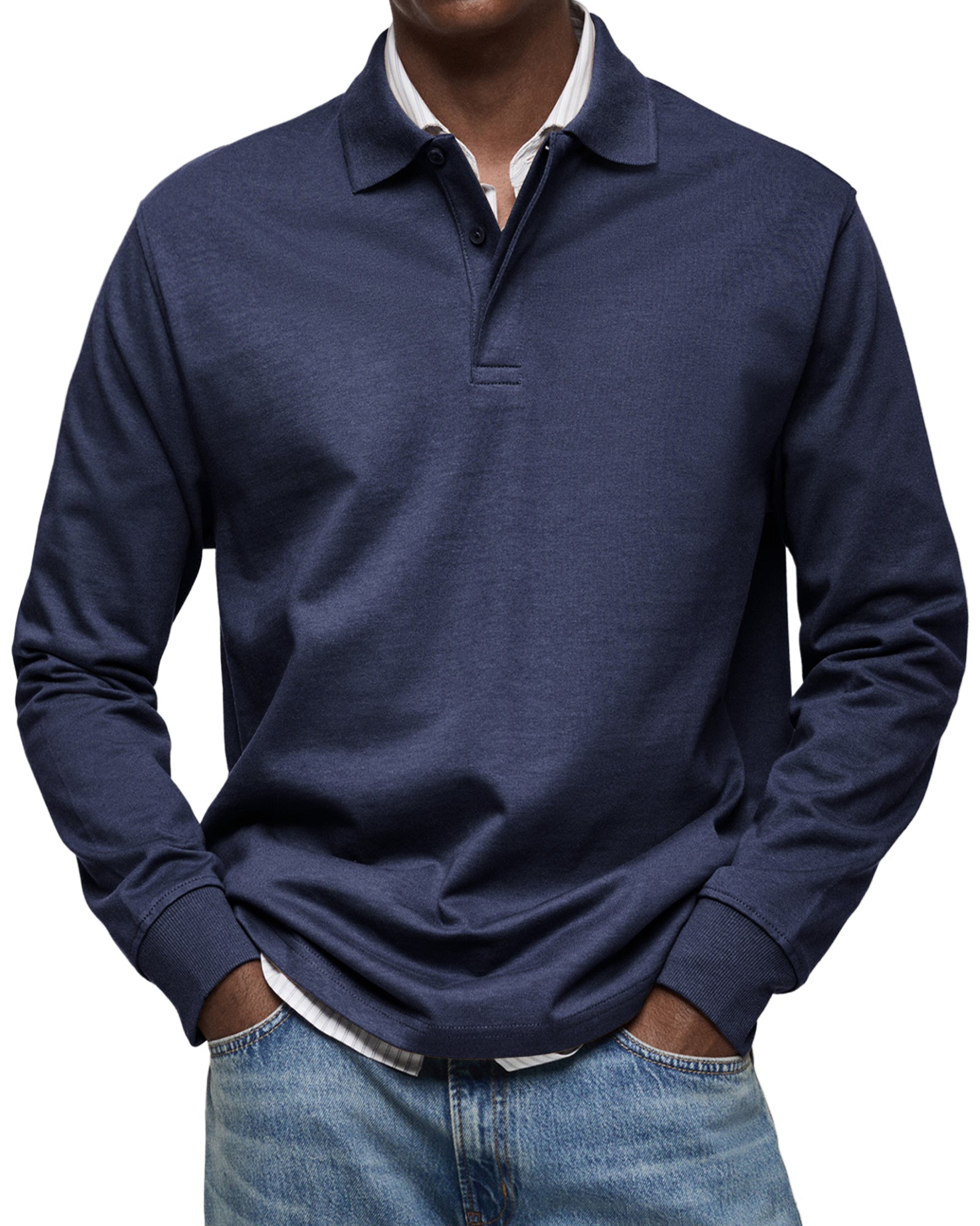 Polo Uomo a Maniche Lunghe Stile Casual Vestibilità Regolare