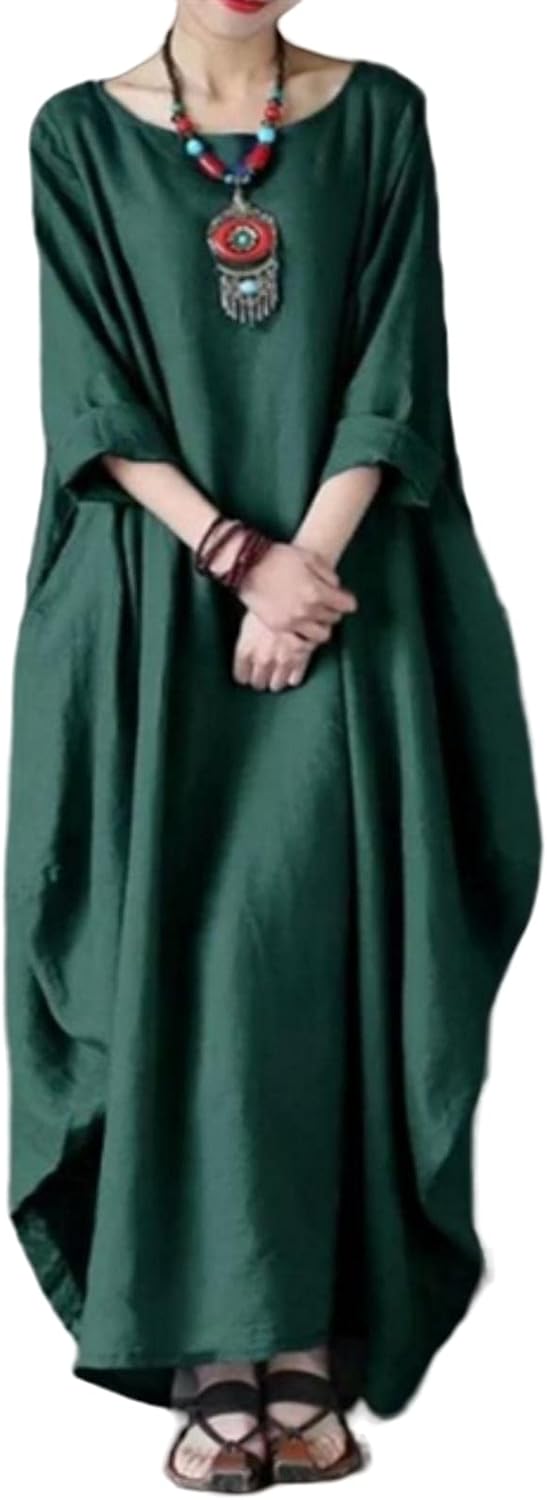 Women's Oversized Long Dress with Pockets and Long Sleeves