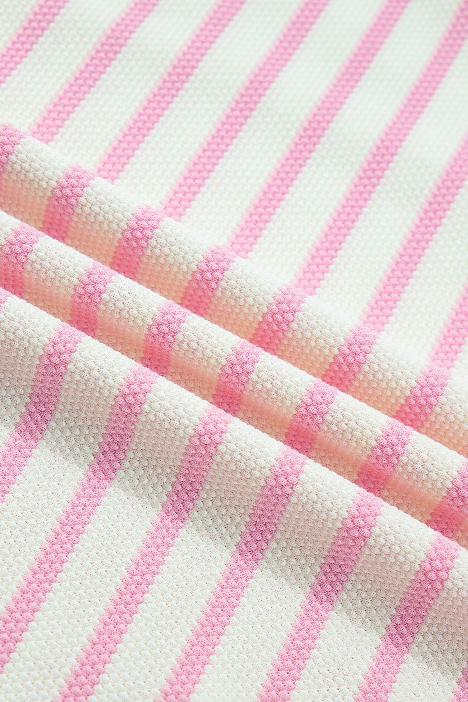Pink Striped Blouse with Short Ruffled Sleeves and Patchwork