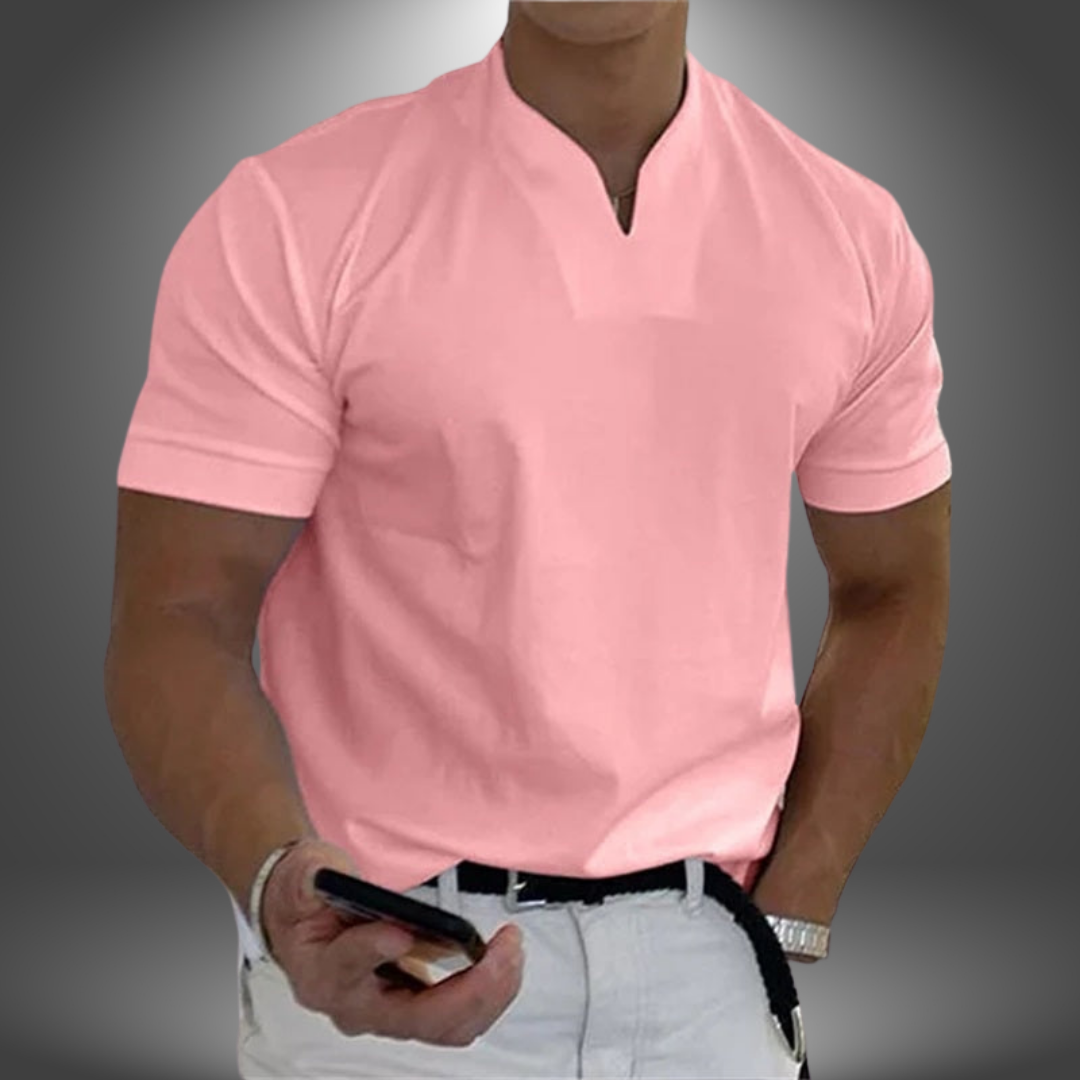 Pánské casual polo s krátkým rukávem a límečkem Henley