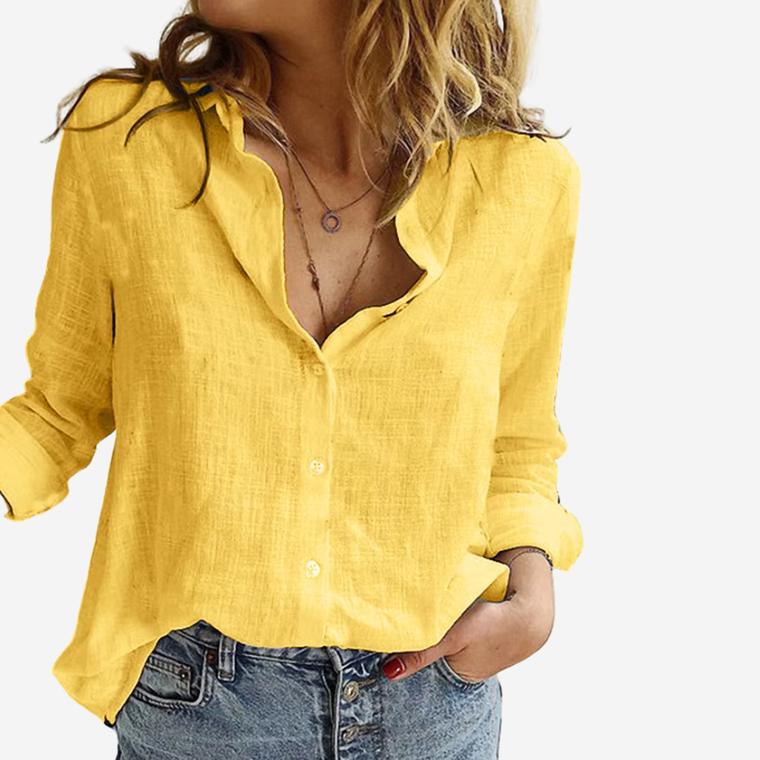 Camicia donna effetto lino a maniche lunghe