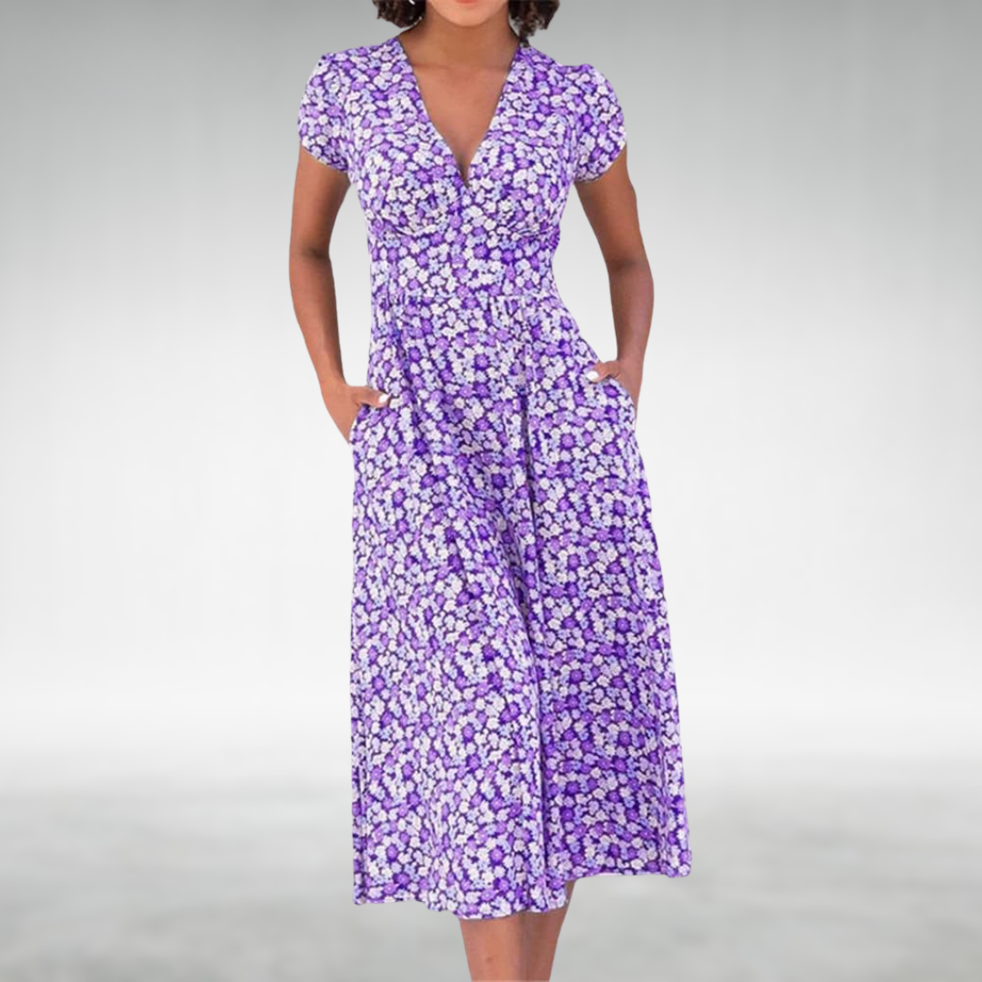 Vestito estivo da donna con scollo a V, stile versatile e senza sforzo