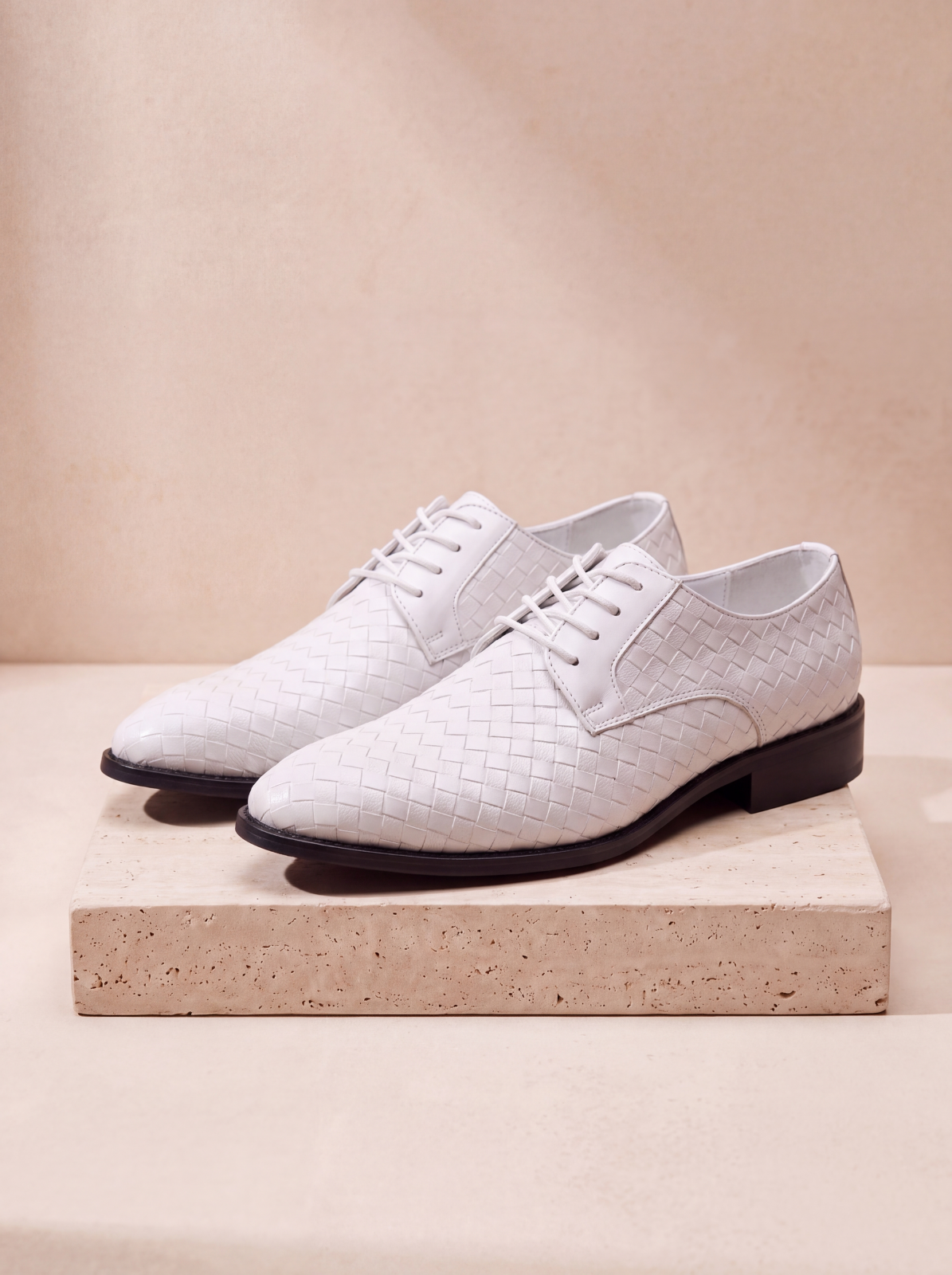 Scarpe Oxford Uomo con Texture Intrecciata e Lacci