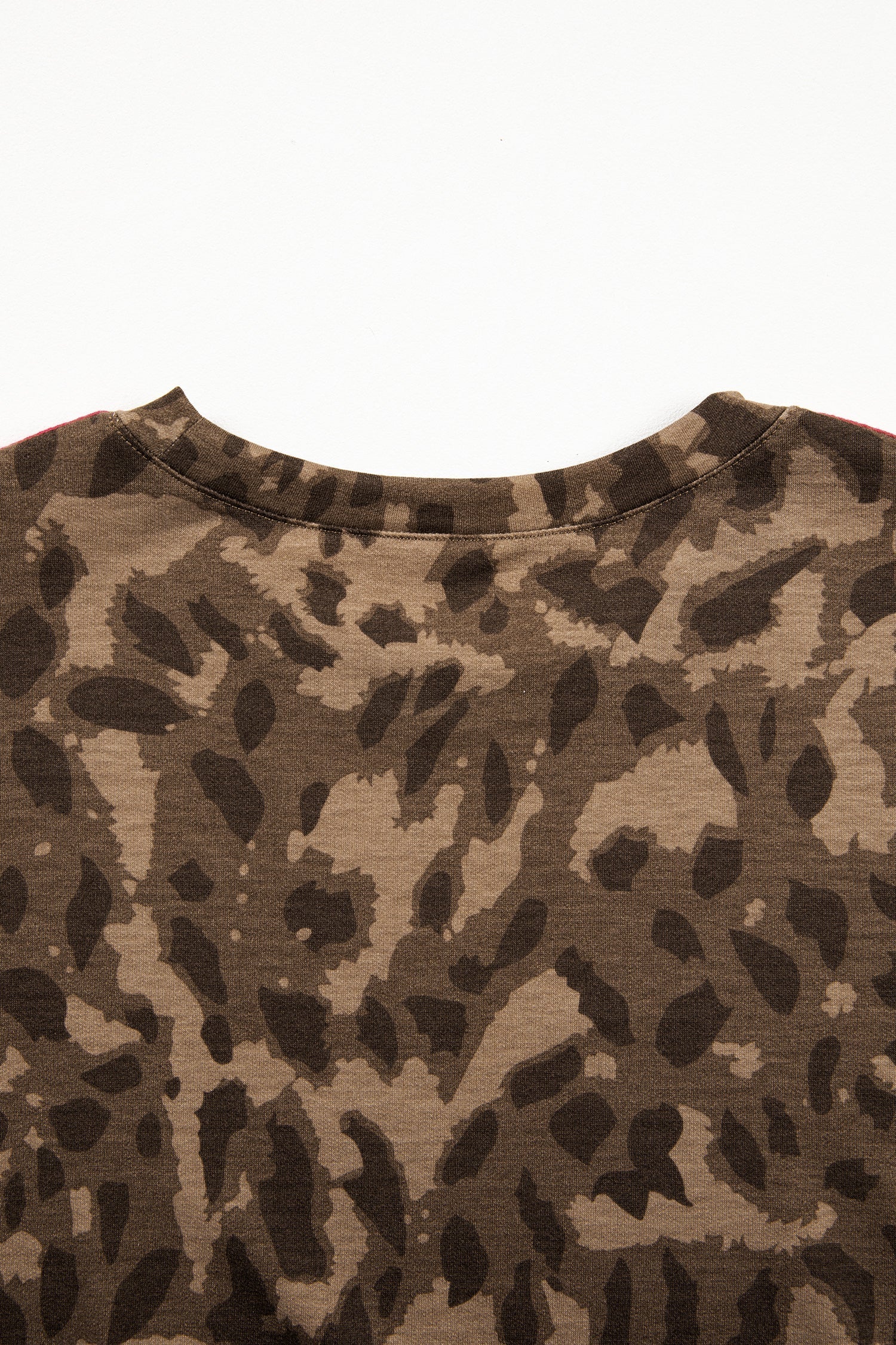 Brown Mini T-Shirt Dress with Leopard Print and Pockets