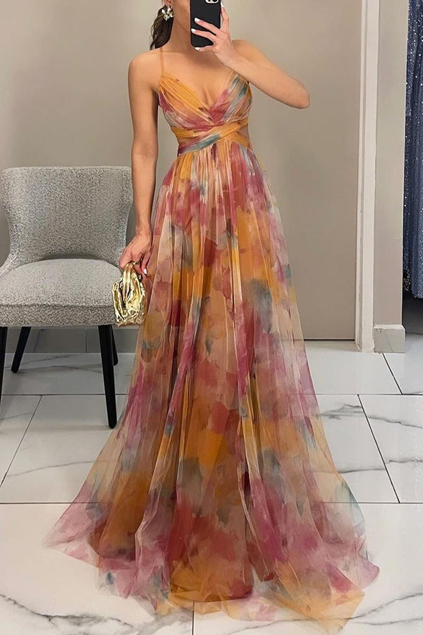 Vestito lungo da donna con stampa floreale