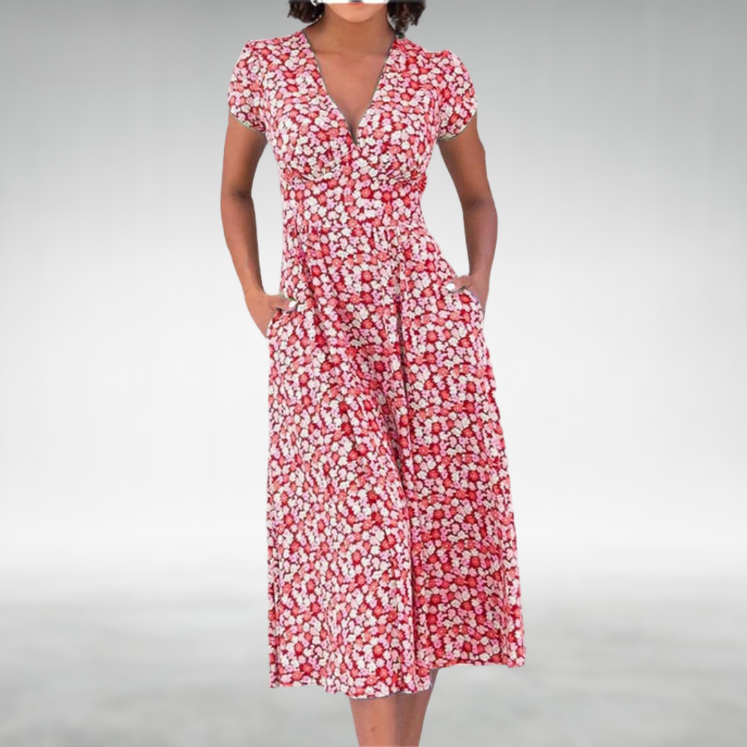 Vestito estivo da donna con scollo a V, stile versatile e senza sforzo