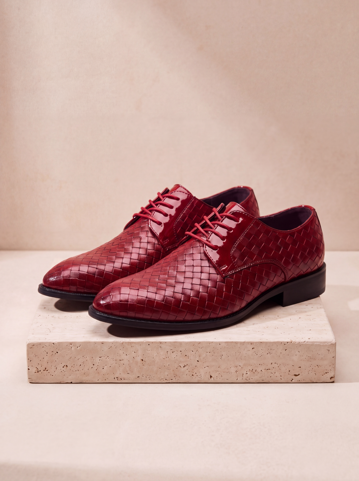 Scarpe Oxford Uomo con Texture Intrecciata e Lacci