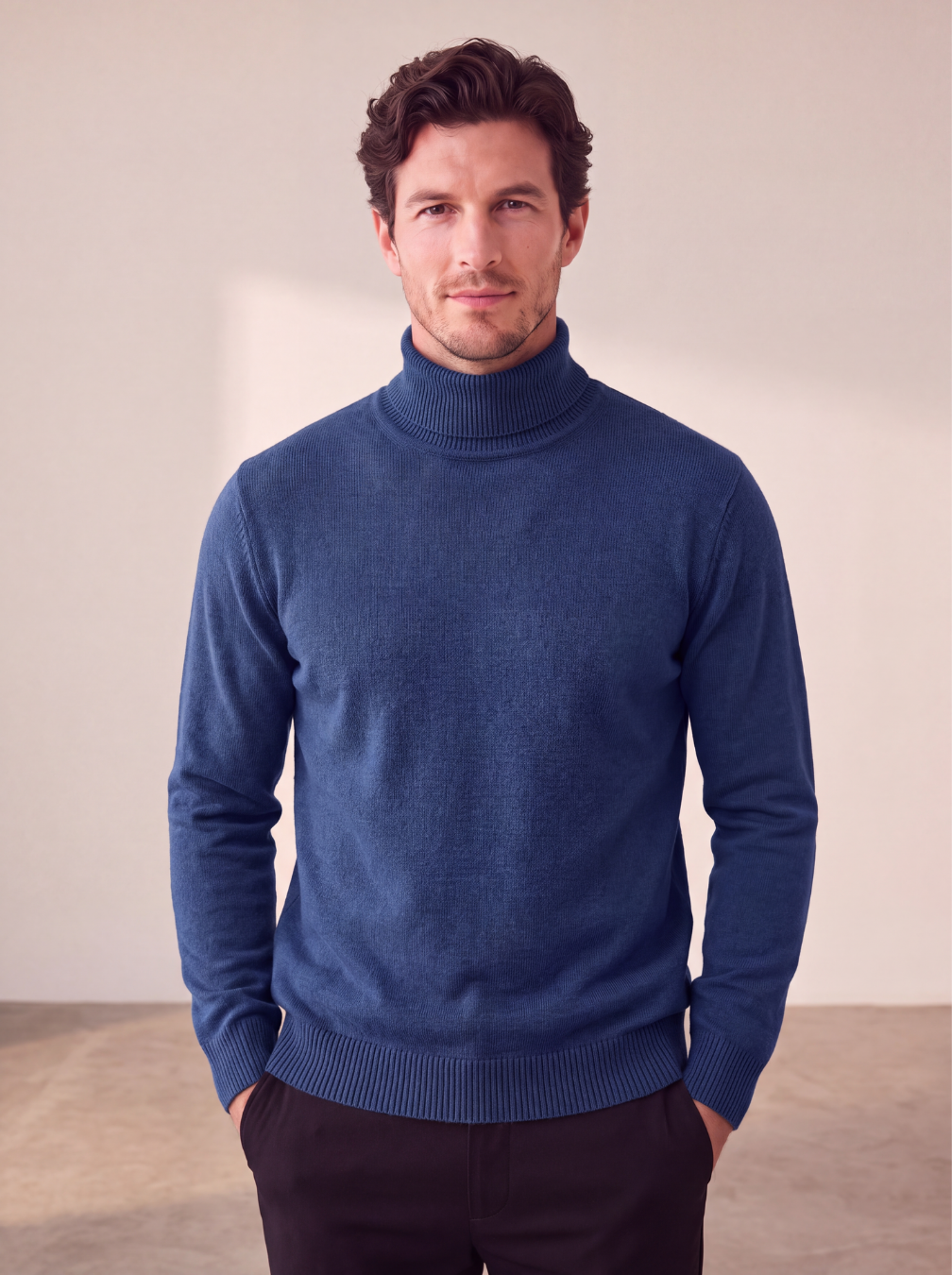 Maglione a Collo Alto da Uomo con Maniche Lunghe