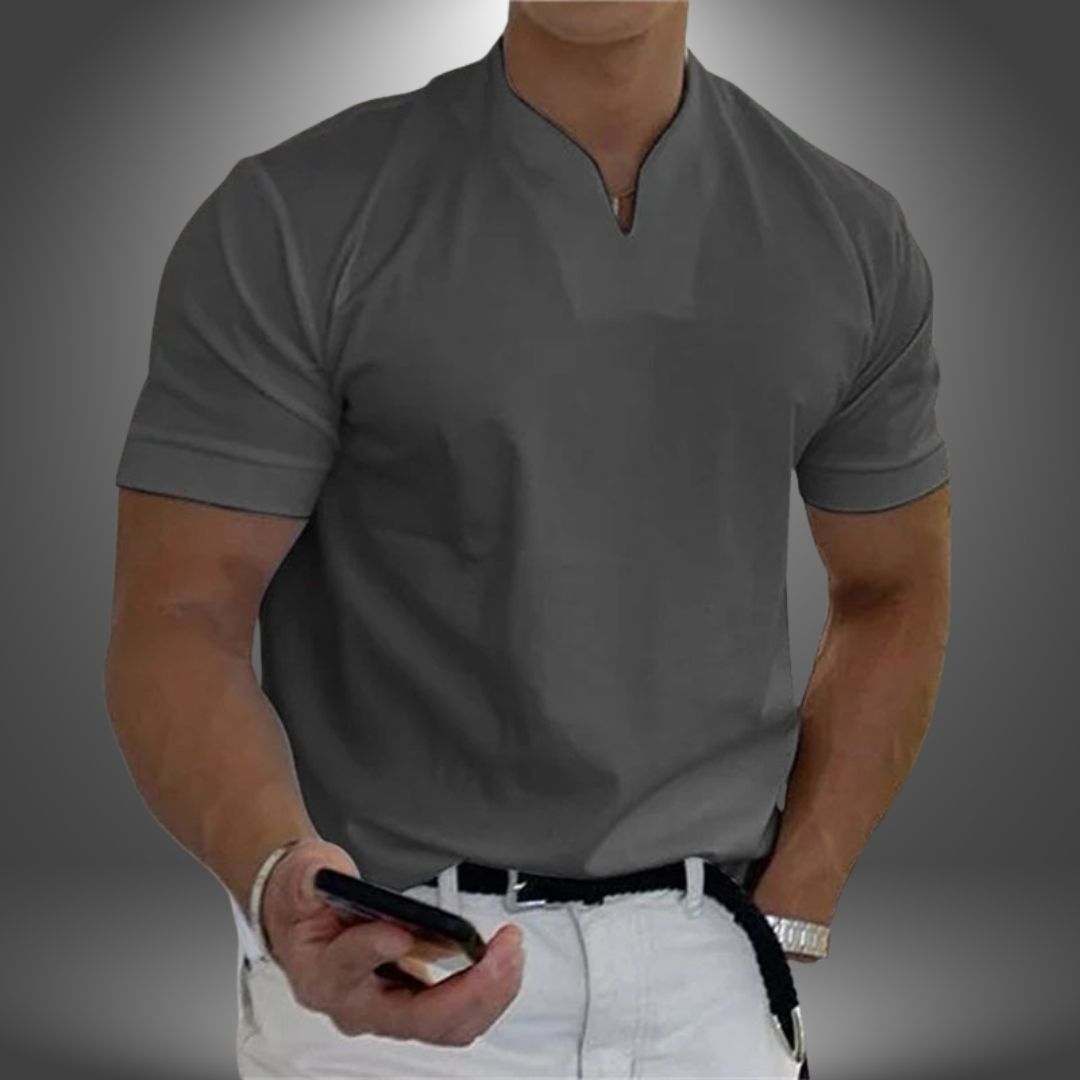 Pánské casual polo s krátkým rukávem a límečkem Henley