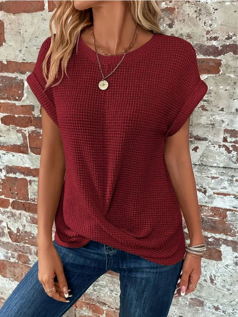 T-shirt Estivo da Donna con Maniche Corte e Girocollo in Tessuto Leggero