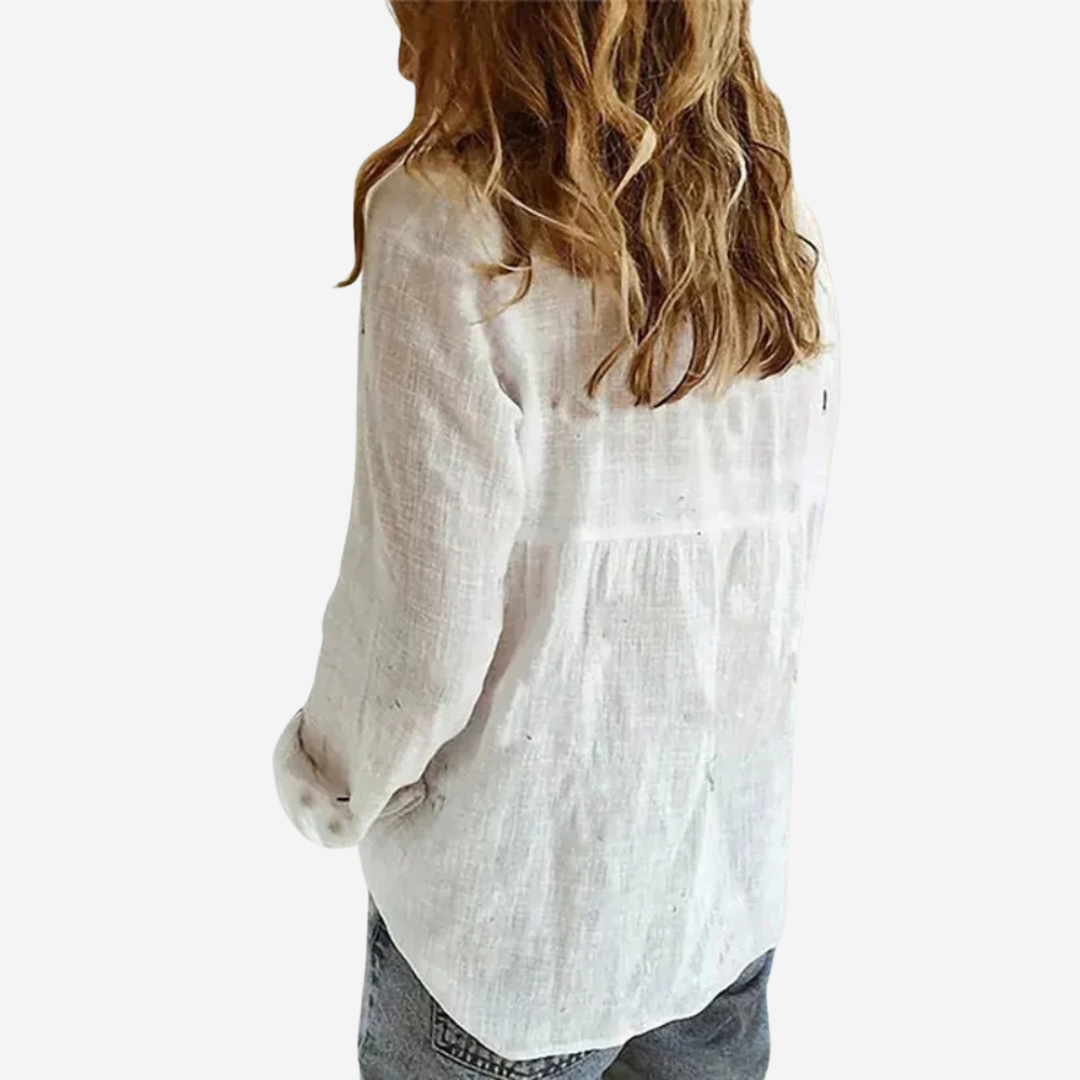 Camicia donna effetto lino a maniche lunghe