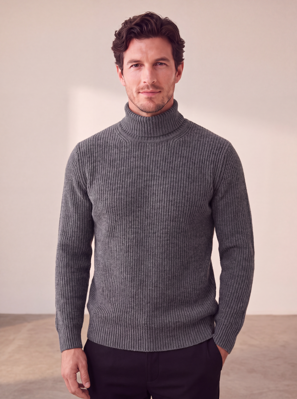 Maglione a Collo Alto da Uomo con Maniche Lunghe