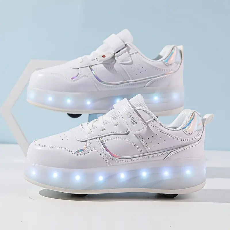 Dívčí LED boty se svítící podrážkou a suchým zipem