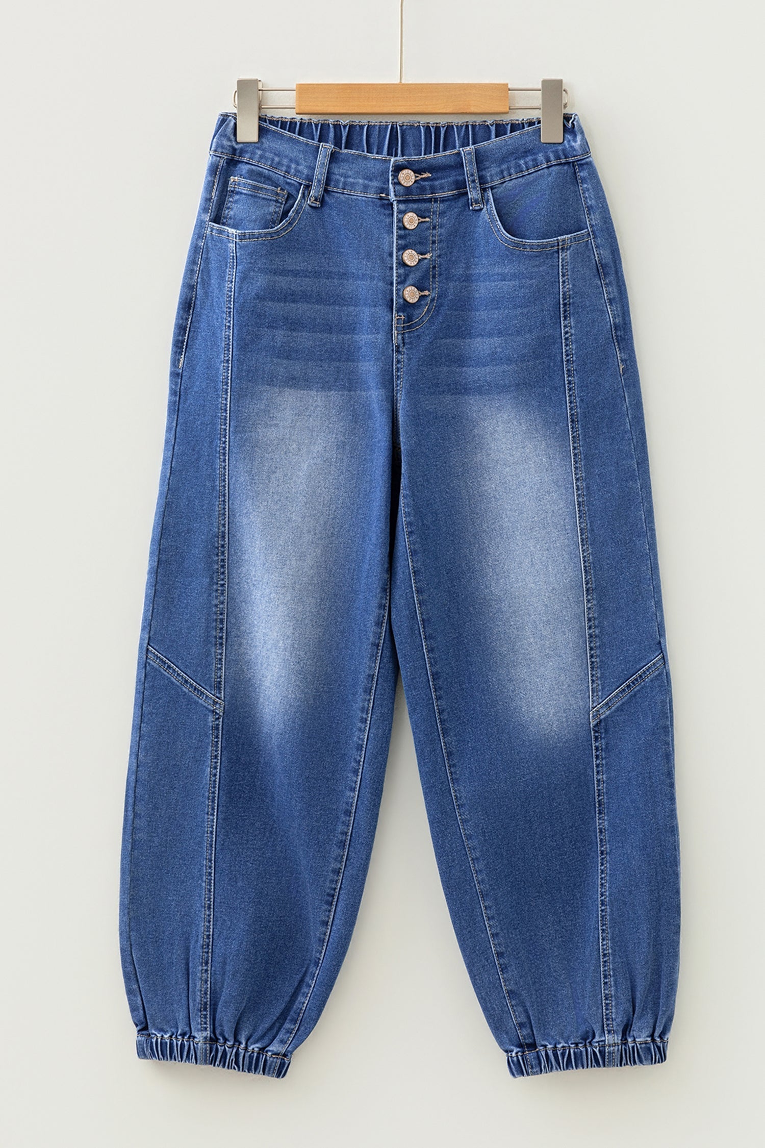 Jeans Casual Blu con 4 Bottoni e Taglio Conico